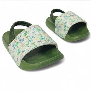 Little Me Green Floral Kids Slide Sandals